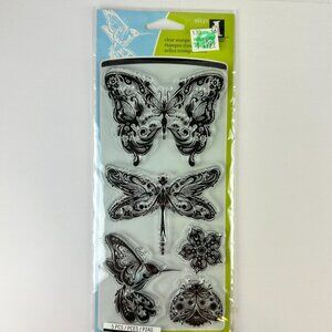 Clear Stamps Set - Butterfly Dragonfly & Floral Designs Inkadinkado